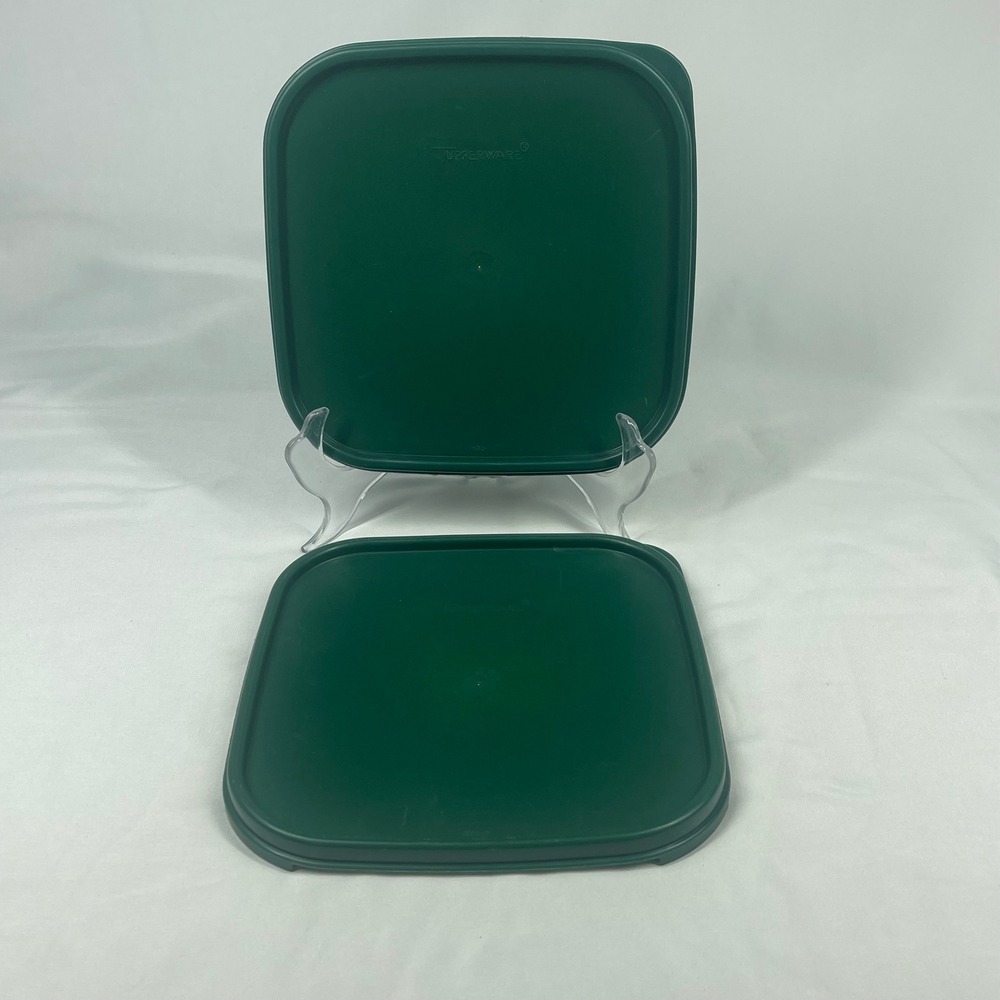 Tupperware Modular Mates Replacement Lids 1623 Hunter Green Square 7x7 Lot of 2